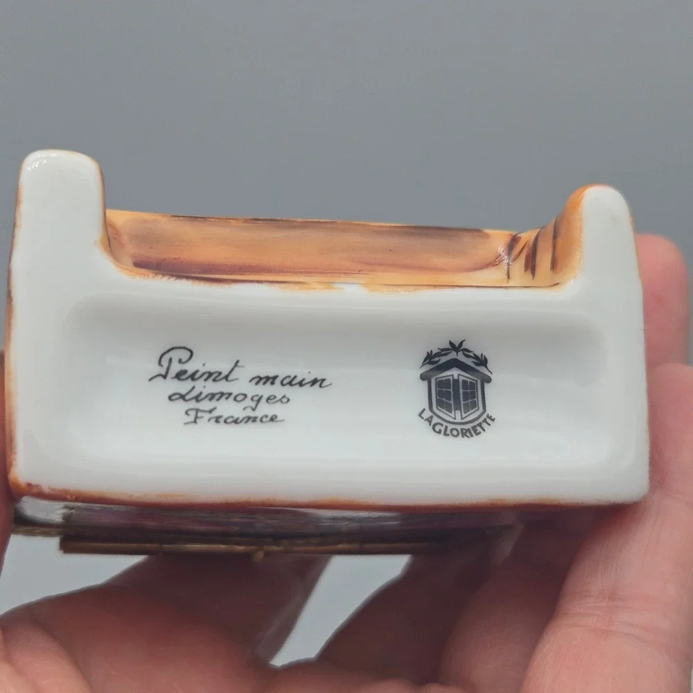 Vintage Limoges Trinket Box Piano‎ Cat Candelabra Ballerina La Gloriette Painted